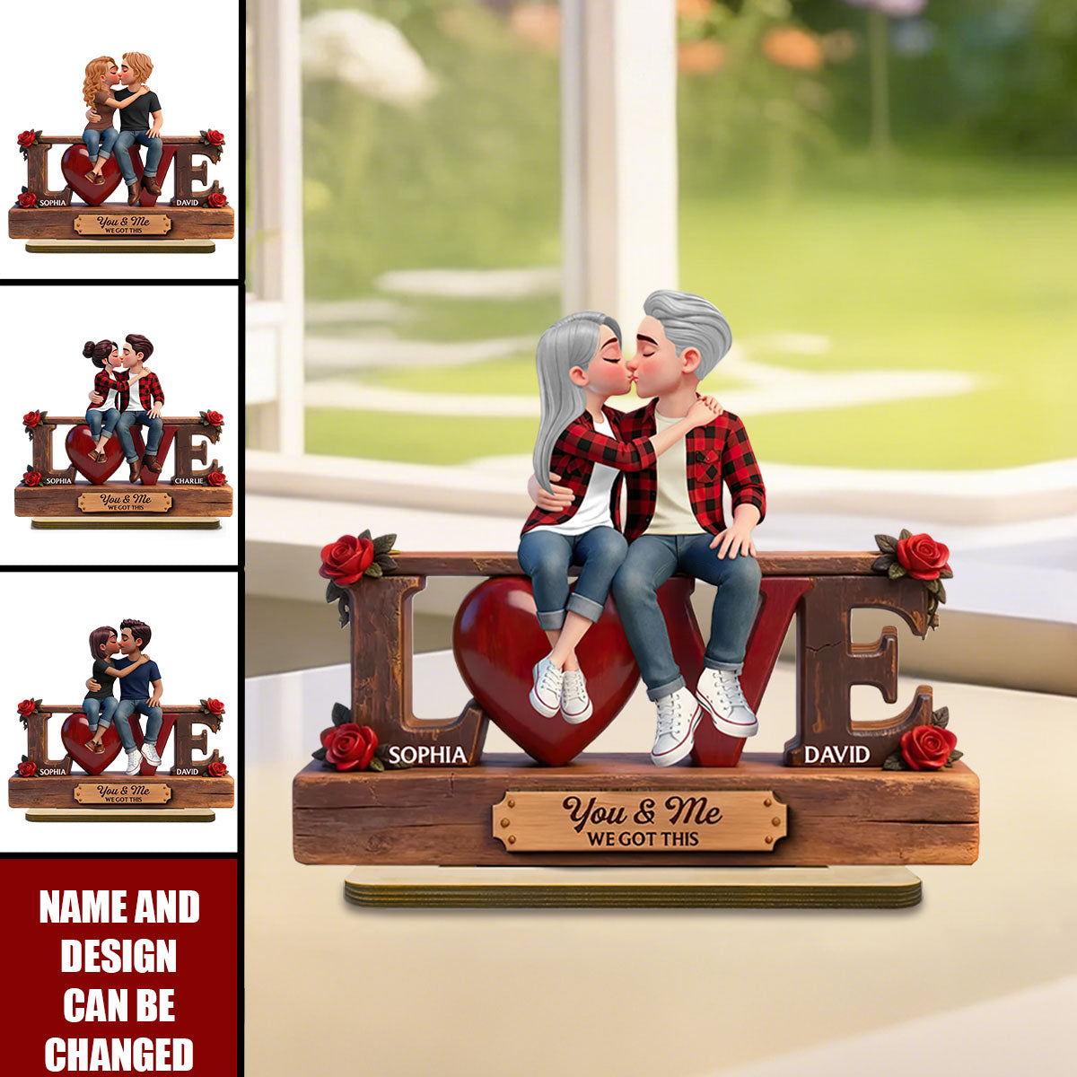 Personalized Couple Wooden Plaque “You & Me” – Custom Romantic Gift for Lovers