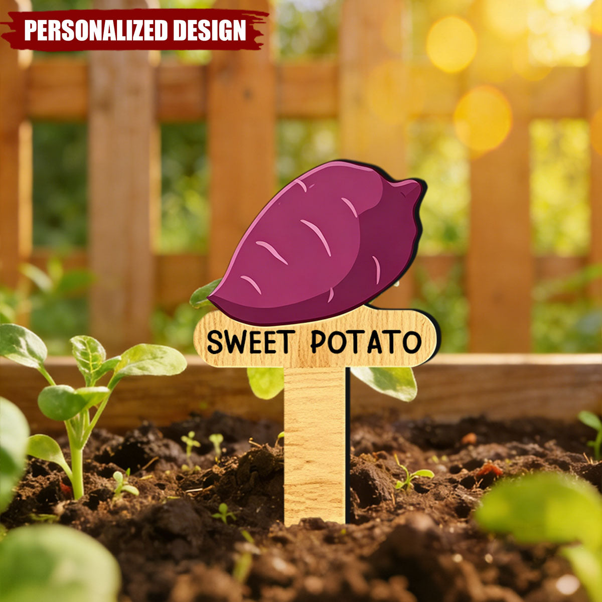 Personalized Vegetable Garden Markers - Wooden Plant Labels for Gardeners