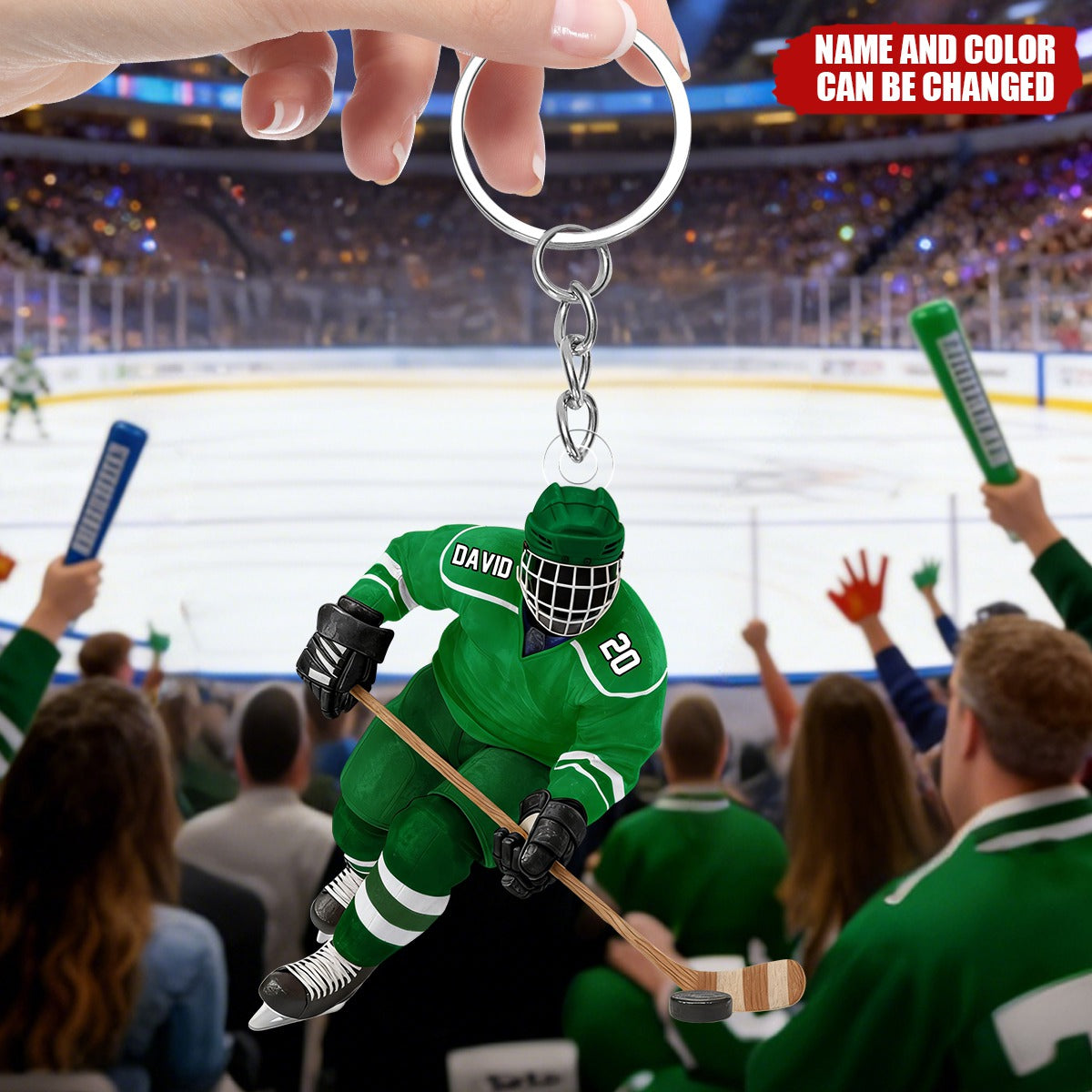 Personalized Ice Hockey Player Keychain — Gifts For Sport Lovers
