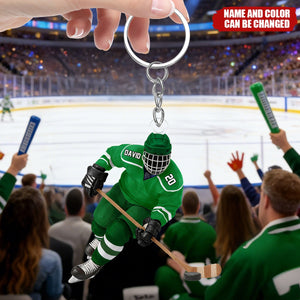 Personalized Ice Hockey Player Keychain — Gifts For Sport Lovers