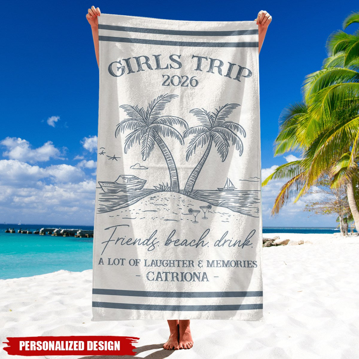 Personalized Summer Trip Beach Towel - Custom Theme & Name for Summer Trip