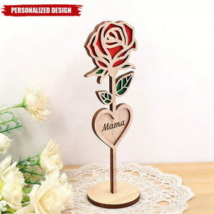 Personalized Wooden Rose desktop decor - Mother's Day Gift