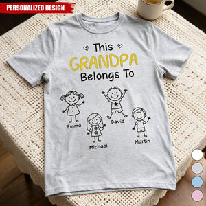 Personalized Figure Stick‑Figure Family T‑Shirt - Custom Children Names Gift for Father