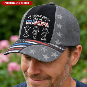 My Favorite People Call Me Grandpa Custom Name Hat - Father's Day Birthday Gifts For Dad, Grandpa