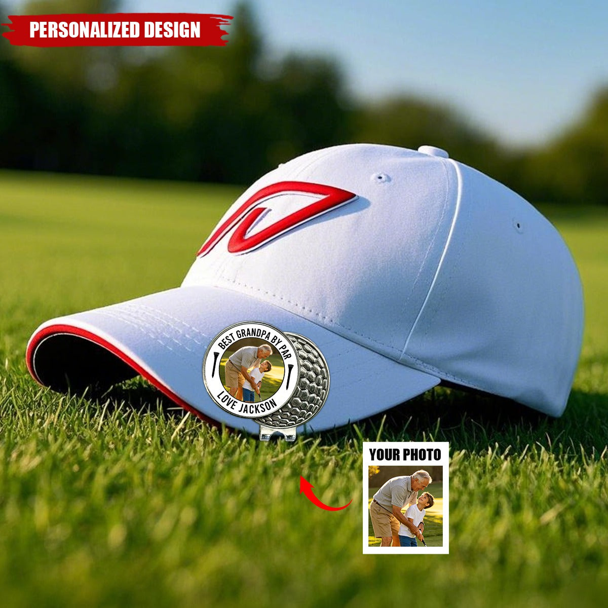 Personalized Family Photo Golf Ball Marker Hat Clip - Father’s Day Gift for Golf‑Loving