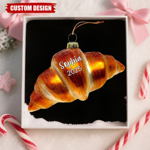 Custom Croissant Christmas Ornament – Personalized Name & Year