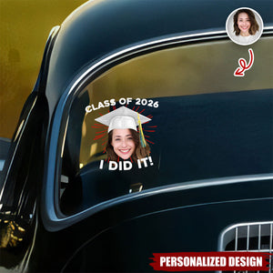 Personalized Funny Face Graduation Decal - 2026 Graduation Gift for Him/Her