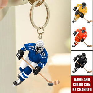Personalized Ice Hockey Player Keychain — Gifts For Sport Lovers