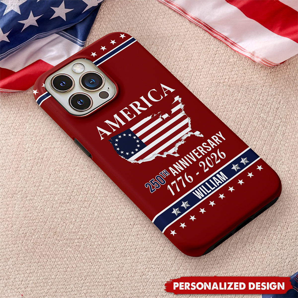 Personalized Name America 250th Anniversary Phone Case – Meaningful Patriotic Gift