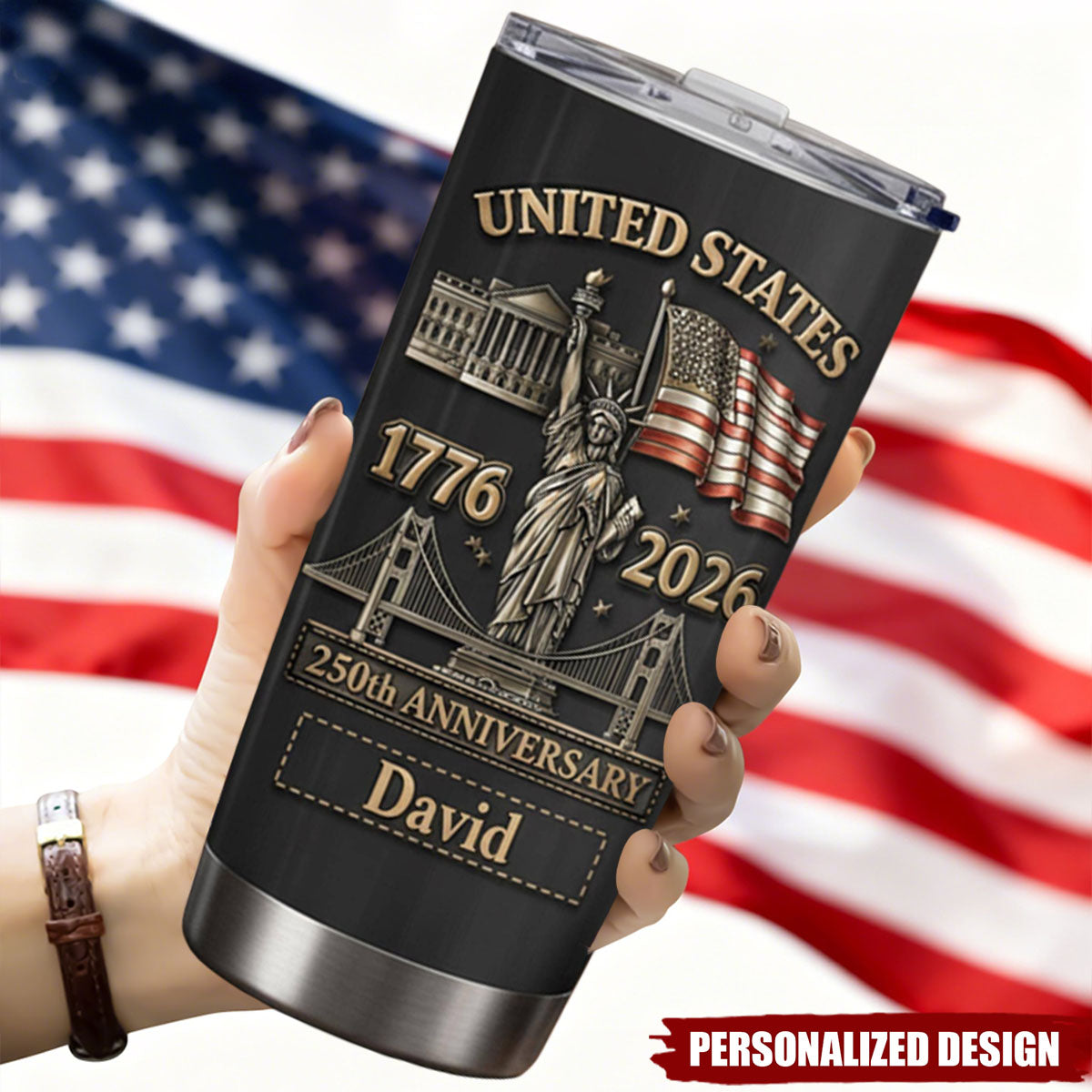 Personalized 250th Anniversary Tumbler – Gift for Him or Veteran