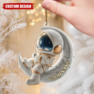 Custom Astronaut Moon Ornament – Personalized Space Lover Christmas Decoration
