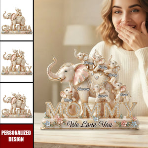 Personalized Mommy Elephant Family Ornament - Gifts For Mom, Grandma