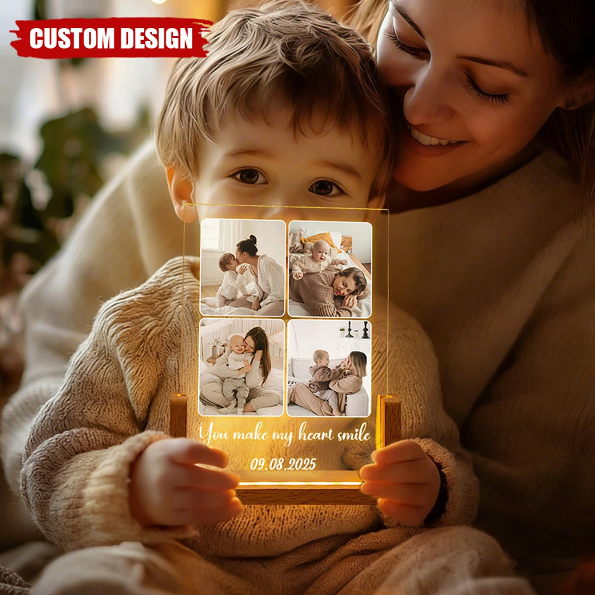 Peronalized Photo LED Night Light – Wedding Gift for Couple, Gift for Family