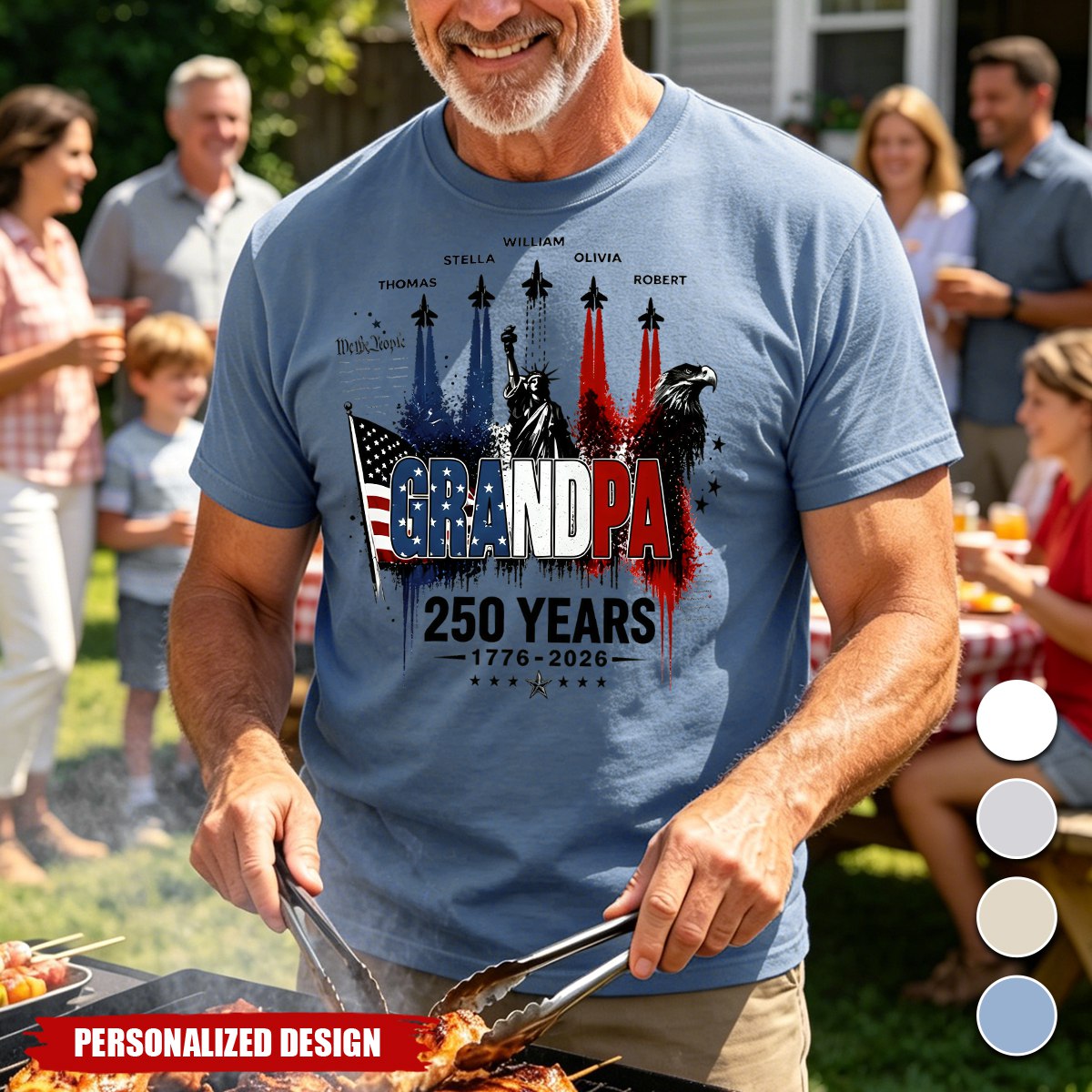 Personalized  America’s 250th T-Shirt - Custom kids Names