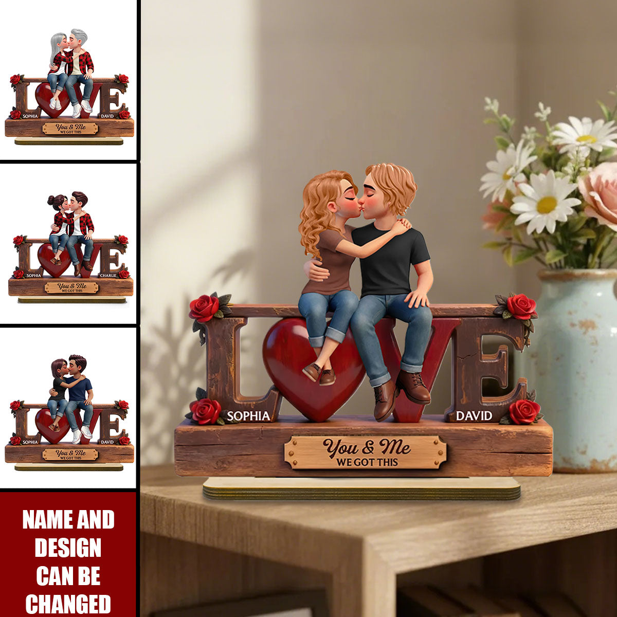 Personalized Couple Wooden Plaque “You & Me” – Custom Romantic Gift for Lovers