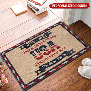 Personalized USA 250th Birthday Door Mat - Custom Family Surname
