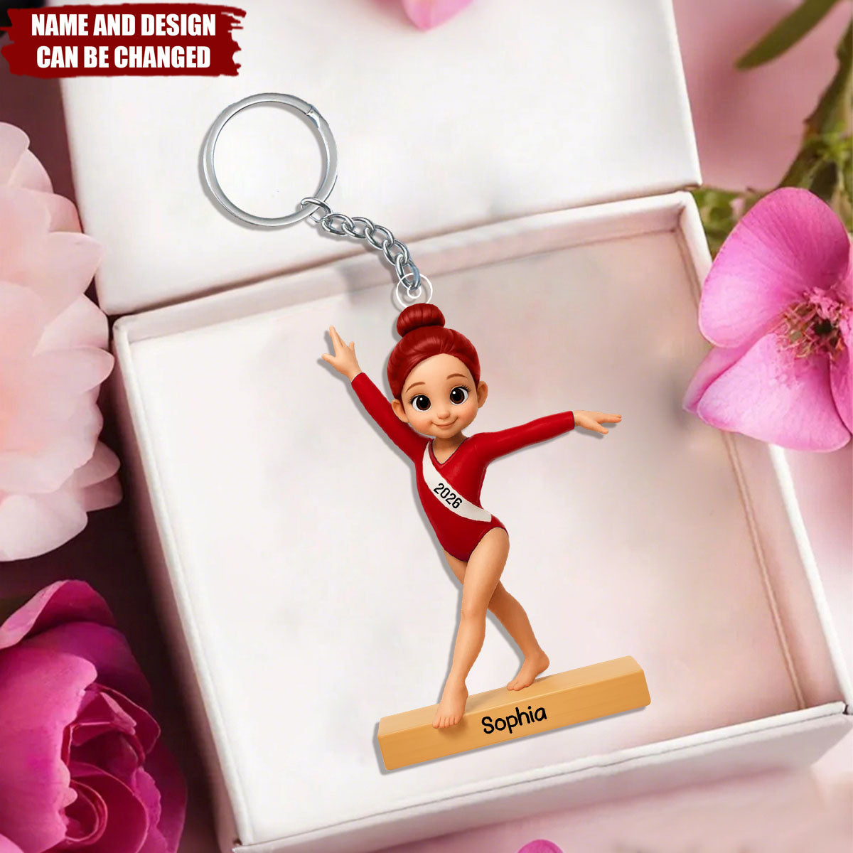 Personalized Gymnast Keychain – Custom Name Gymnast Gift For girls