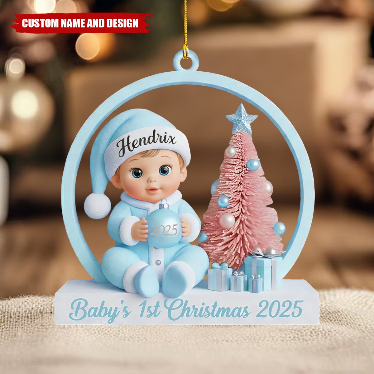 Personalized Baby’s 1st Christmas Ornament 2025 – Custom Name Keepsake for New Parents