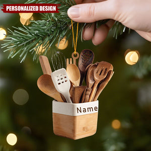 Personalized Kitchen Utensil Ornament – Custom Name Chef Gift