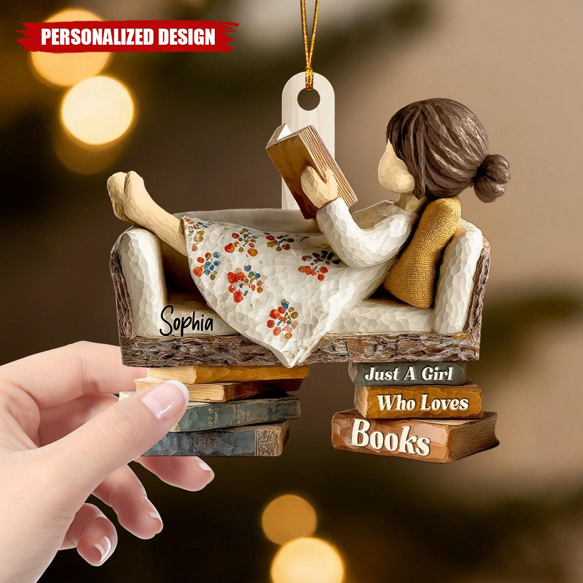 Personalized Reading Ornament – Just a Boy/Girl Who Loves Books