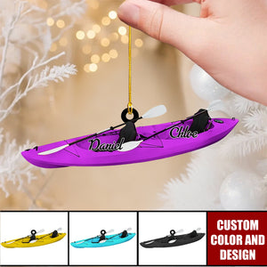 Personalized Kayak Couple Ornament – Custom Color & Name Christmas Gift