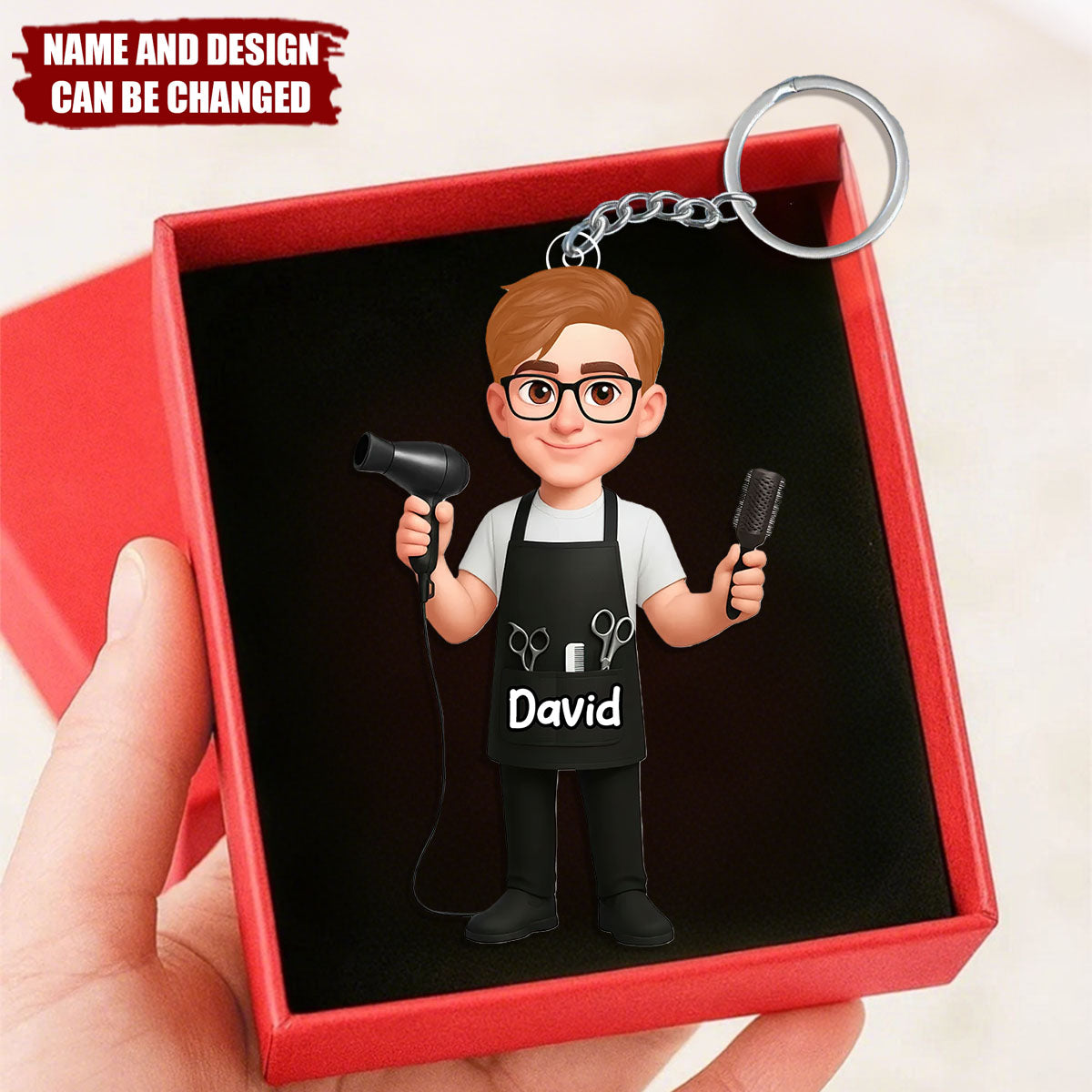 Personalized Cartoon Hairdressers Keychain – Gift For Male Or Female Hairdressers