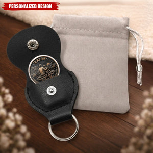 Personalized To My Son Custom Coin With Leather Keychain- Gift From Dad