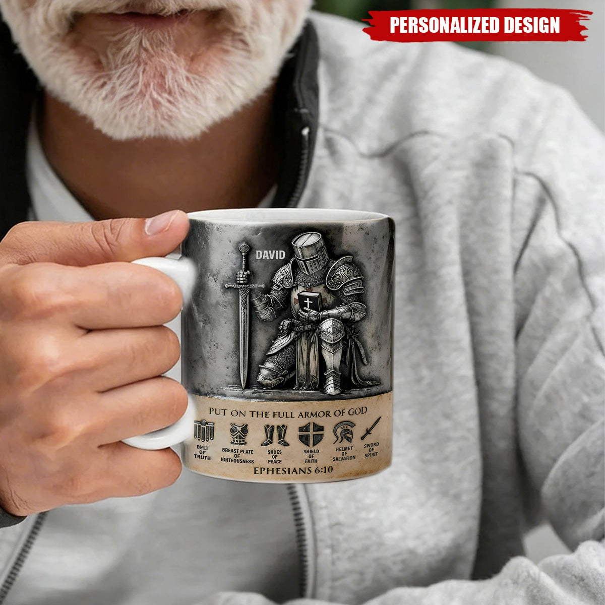 Personalized Full Armor of God Knight Mug – Gift For Christian