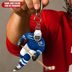 Personalized Ice Hockey Player Keychain — Gifts For Sport Lovers