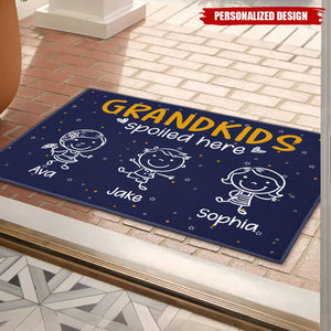 Personalized Grandkids Spoiled Here Doormat - Custom Name Grandparent Gift