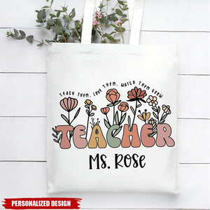 Personalized Floral Teacher Tote Bag – Teacher Appreciation Gifts