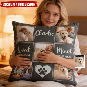 Custom Pet Memorial Photo Pillow – Personalized Dog/Cat Name & Photo Collage Pillow