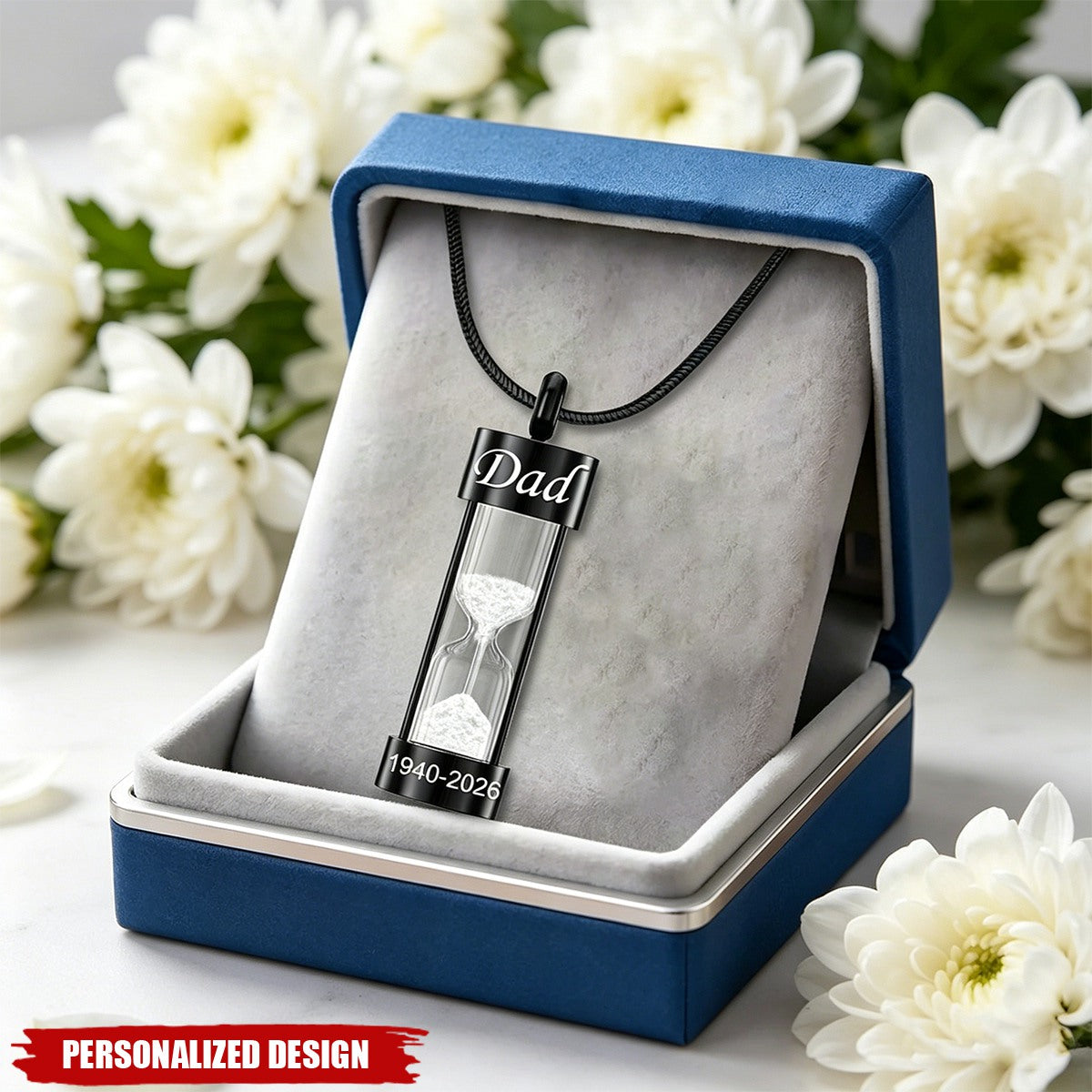 Personalized Hourglass Urn Necklace for Ashes - Custom Engraved Memorial Jewelry