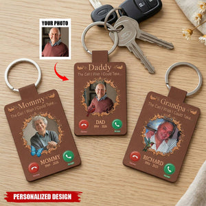 Personalized Memorial Leather Keychain - Custom Photo "The Call I Wish I Could Take" Memorial Gifts