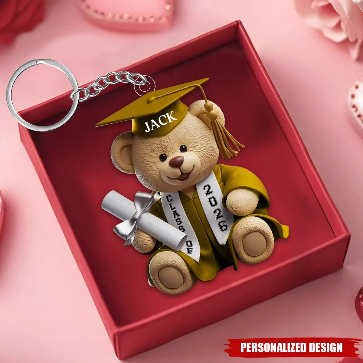 Personalized Graduation Bear Keychain - Graduation Gift For Family Members, Siblings