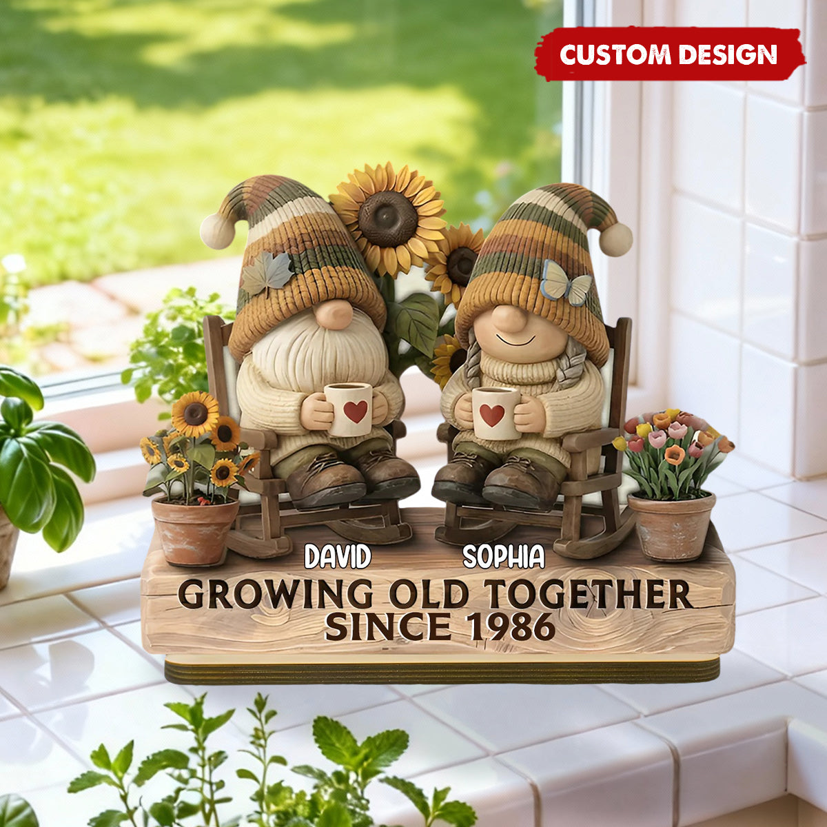 Custom "Growing Old Together"  Couple Figurine – Personalized Anniversary Gift