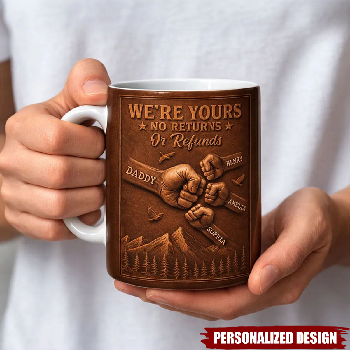 Personalized Dad Fist Bump Mug - Personalized Dad Fist Bump Mug