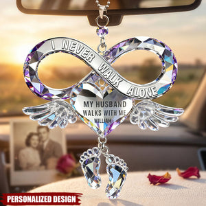 Personalized I Never Walk Alone Car Ornament - Memorial Gift For Family