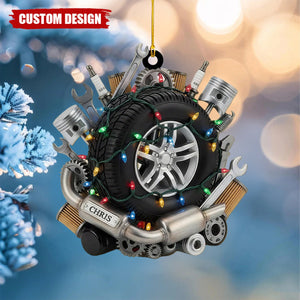 Personalized Mechanic Christmas Ornament – Custom Name Auto Repair Gift for Car Lovers
