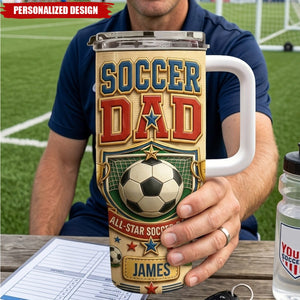 Personalized Soccer Dad 40oz Insulated Handle Tumbler - Custom Name