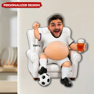 Personalized Funny Soccer Fan Man Custom Photo Acrylic Fridge Magnet