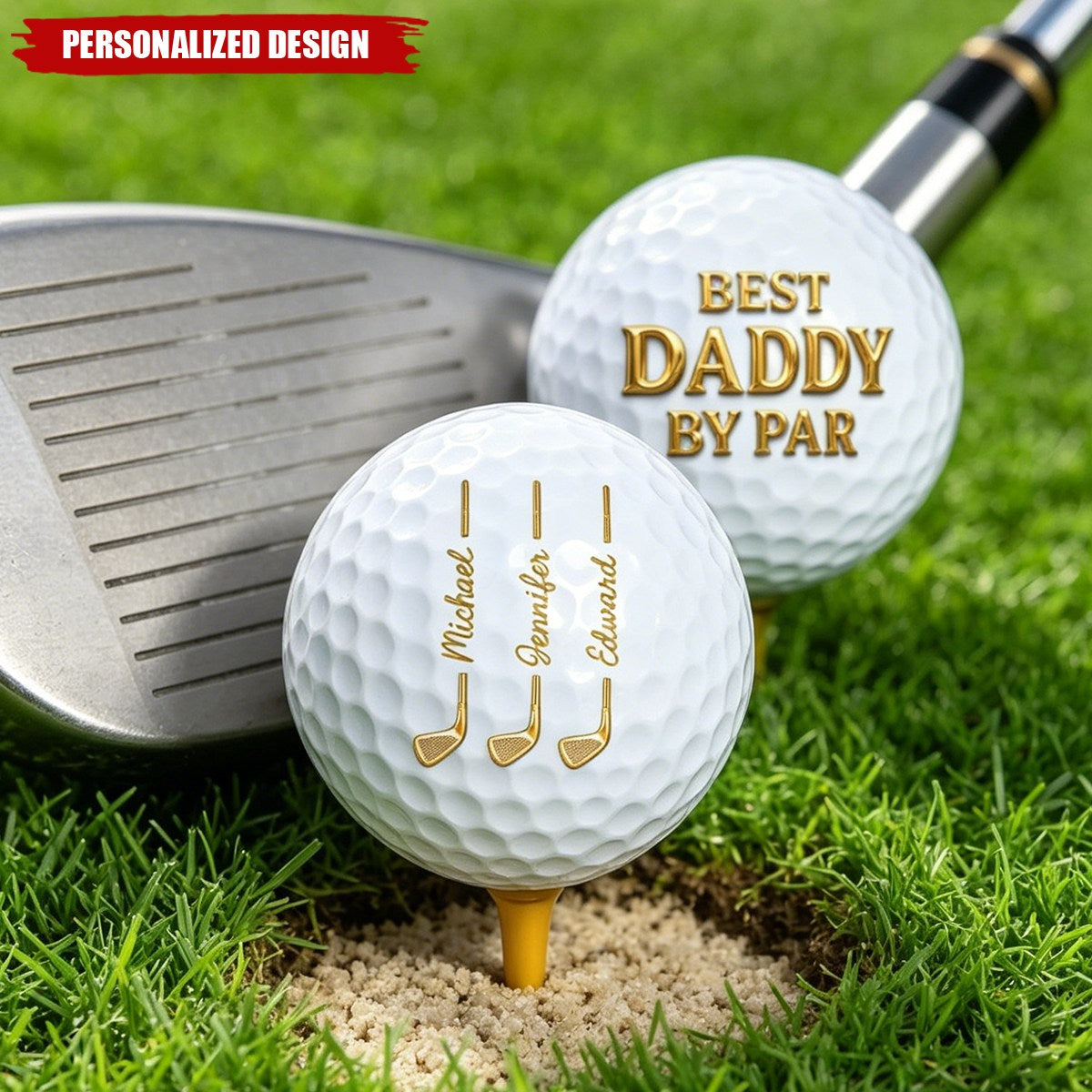 Custom Kids Names Golf Balls, Sentimental Family Pride Golf Gift for Papa Grandpa