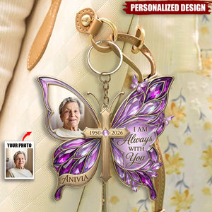 Personalized Butterfly Memorial Keychain - Custom Photo Gifts For Loved Ones