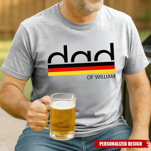 Custom Kid Name Dad Flag T-Shirt- Patriotic Father's Day Gift