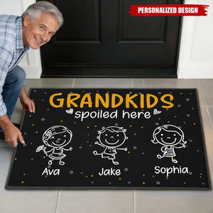 Personalized Grandkids Spoiled Here Doormat - Custom Name Grandparent Gift