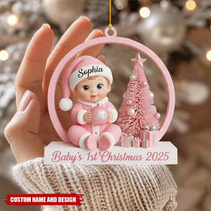Personalized Baby’s 1st Christmas Ornament 2025 – Custom Name Keepsake for New Parents