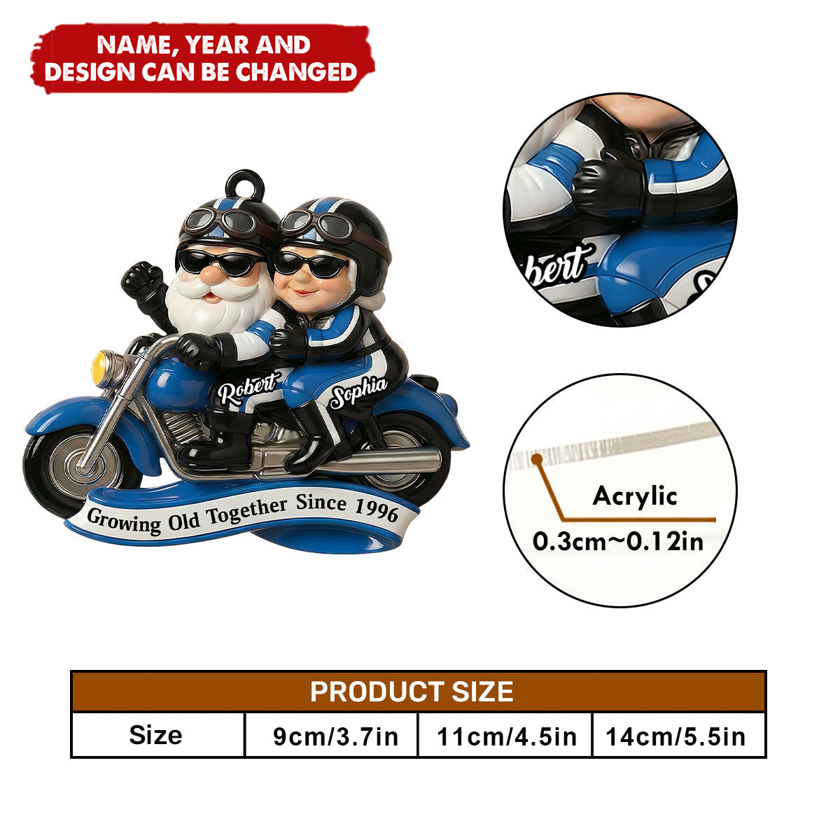 Personalized Couple Car Ornament - Customize Name and Year