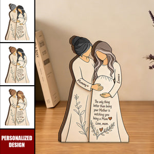 Personalized Mother & Pregnant Daughter Wooden plaque - Custom Names