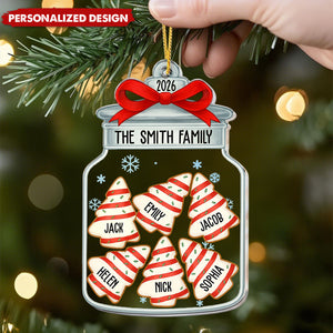 Personalized Family Name Christmas Cookie Jar Acrylic Ornament