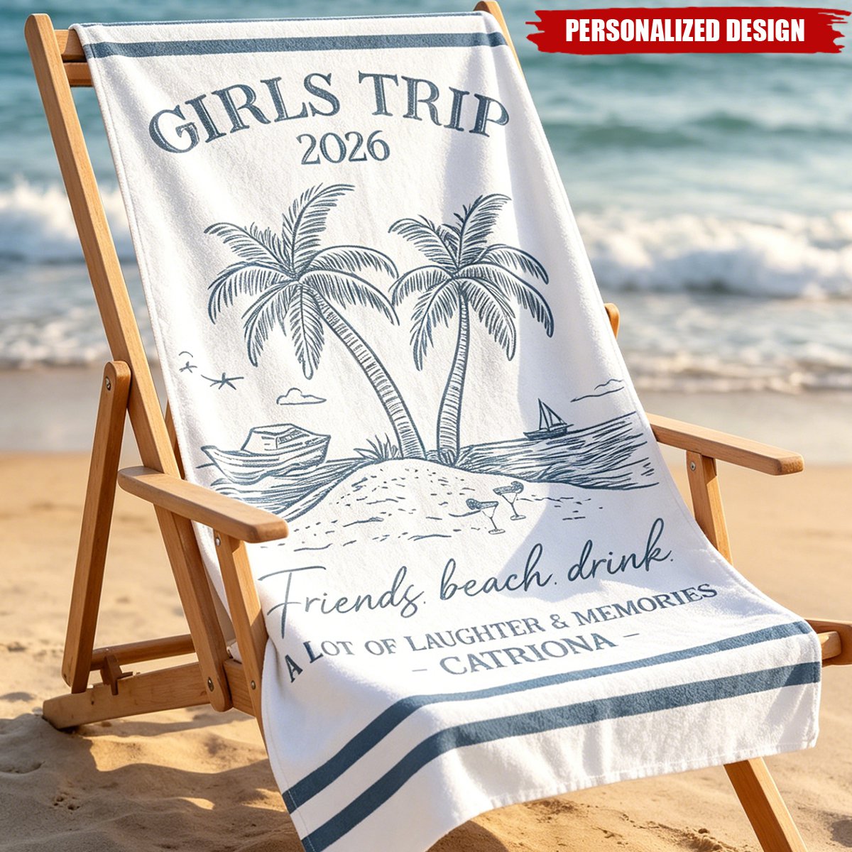 Personalized Summer Trip Beach Towel - Custom Theme & Name for Summer Trip